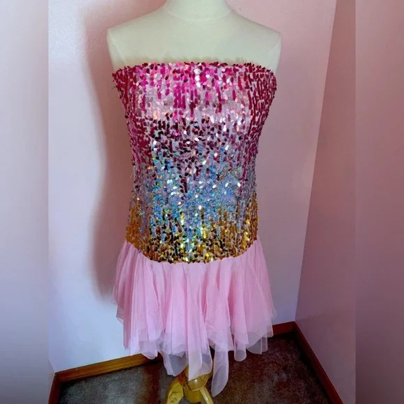 Deb | Dresses | Y2k Pink Shimmery Fairy Princess Short Prom Dress Sz Xl  Vintage Deb Store | Poshmark